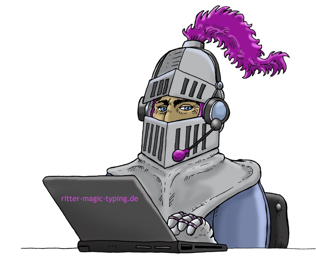 Zeichnung: Ritter mit Headset als Onlline-Moderator